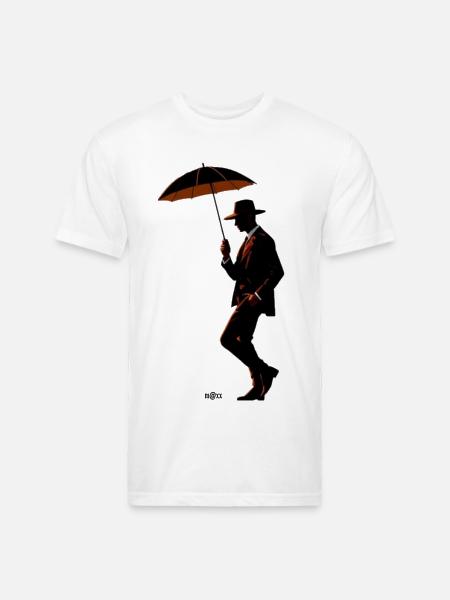 Noir Gentleman Umbrella Silhouette - Unisex Poly/Cotton T-Shirt - white