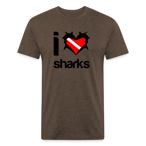 I Love Sharks - Men’s Fitted Poly/Cotton T-Shirt