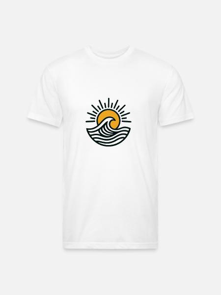 Sunrise Wave Emblem - Unisex Poly/Cotton T-Shirt - white