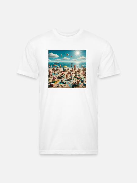 Pigs on the Beach - Unisex Poly/Cotton T-Shirt - white