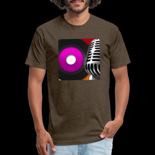 Record & Microphone For Audiophiles - Men’s Fitted Poly/Cotton T-Shirt