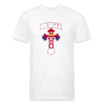 Serbian Roots Srbija Serbs Serbian Serbia Flag - Unisex Poly/Cotton T-Shirt - white - Front - Jose (178cm)