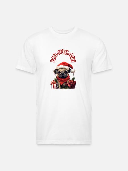 Bah Hum Pug - Unisex Poly/Cotton T-Shirt - white