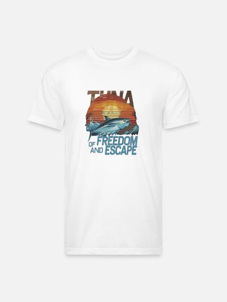 Ocean Depths and Tuna - Unisex Poly/Cotton T-Shirt - white