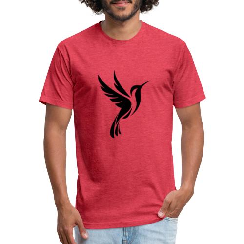 Hummingbird Spot Logo in Black - Men’s Fitted Poly/Cotton T-Shirt