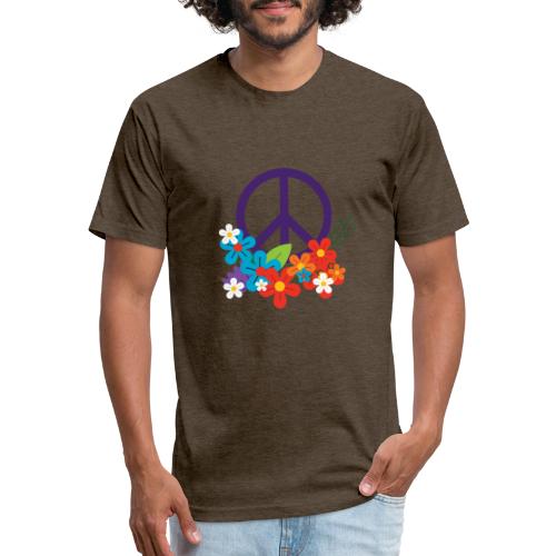 Hippie Peace Design With Flowers - Men’s Fitted Poly/Cotton T-Shirt