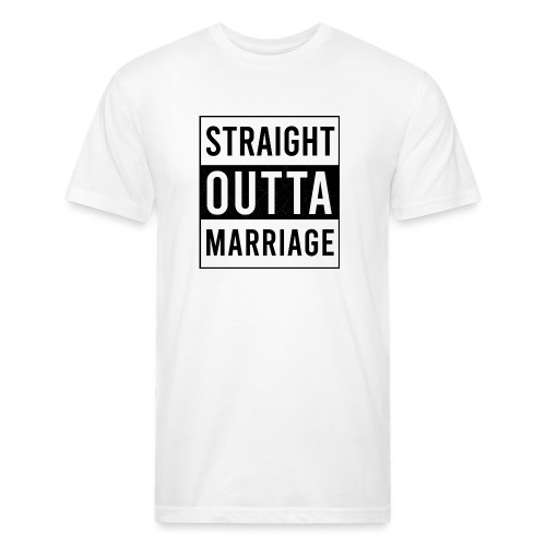 Front (Straight Outta-Black) _ Back (Blank) - Men’s Fitted Poly/Cotton T-Shirt