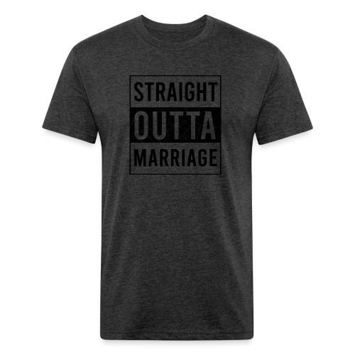Front (Straight Outta-Black) _ Back (Blank) - Men’s Fitted Poly/Cotton T-Shirt