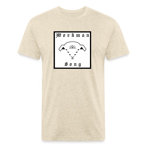 White Workman Song Lamb Logo with Text - Fitted Cotton/Poly T-Shirt by Next Level