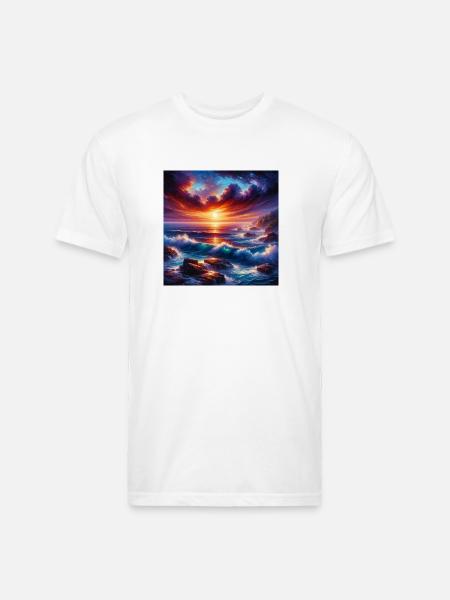 Sunset Serenity - Unisex Poly/Cotton T-Shirt - white