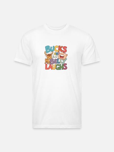 Bucks and Belly Laughs - Unisex Poly/Cotton T-Shirt - white