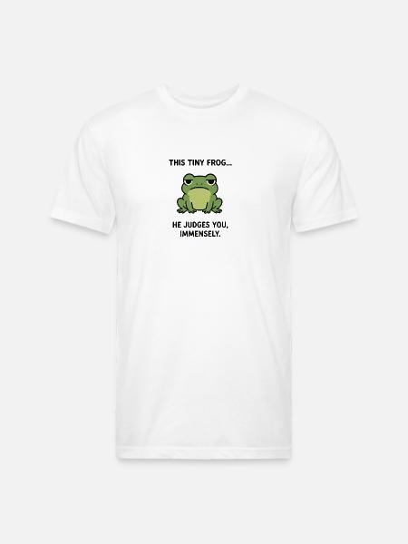 Frog Judges You, Immensely. - Unisex Poly/Cotton T-Shirt - white