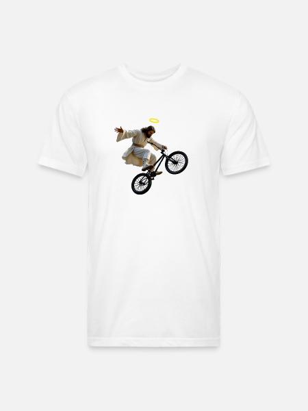 BMX Jesus - Unisex Poly/Cotton T-Shirt - white
