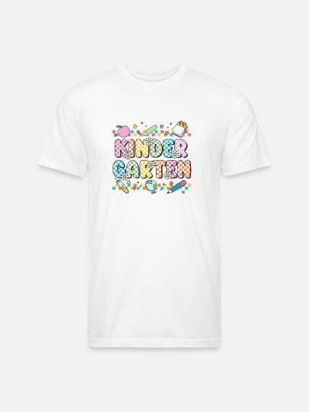 Kindergarten Checkerboard Teacher - Unisex Poly/Cotton T-Shirt - white