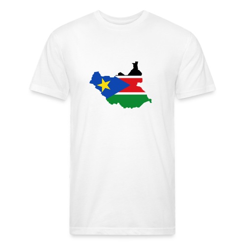 South Sudan Map Flag - Men’s Fitted Poly/Cotton T-Shirt