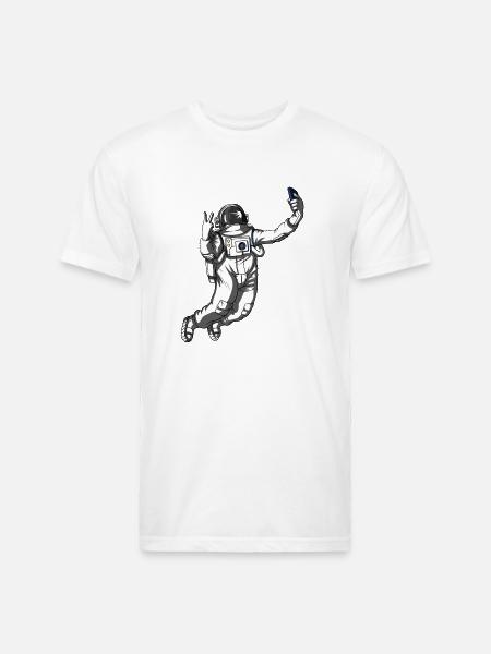 Space Astronaut Selfie - Unisex Poly/Cotton T-Shirt - white