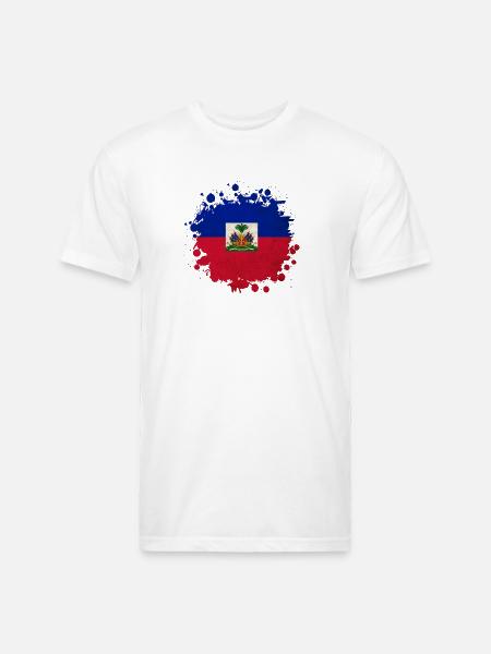 Haiti flags blob - Unisex Poly/Cotton T-Shirt - white