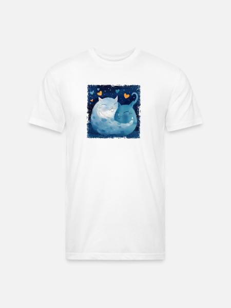 Cats Hug - Unisex Poly/Cotton T-Shirt - white