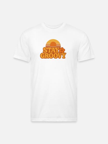 Retro Sunset Stay Groovy Graphic - Unisex Poly/Cotton T-Shirt - white