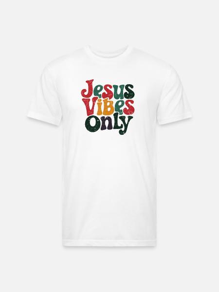 Festive Jesus Vibes Only Design - Unisex Poly/Cotton T-Shirt - white