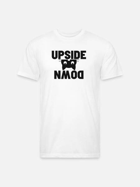Upside Down cat Face Graphic - Unisex Poly/Cotton T-Shirt - white
