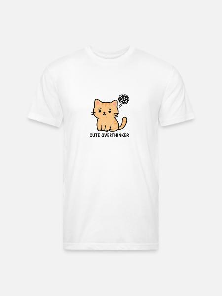 Cute Overthinker Cat - Unisex Poly/Cotton T-Shirt - white