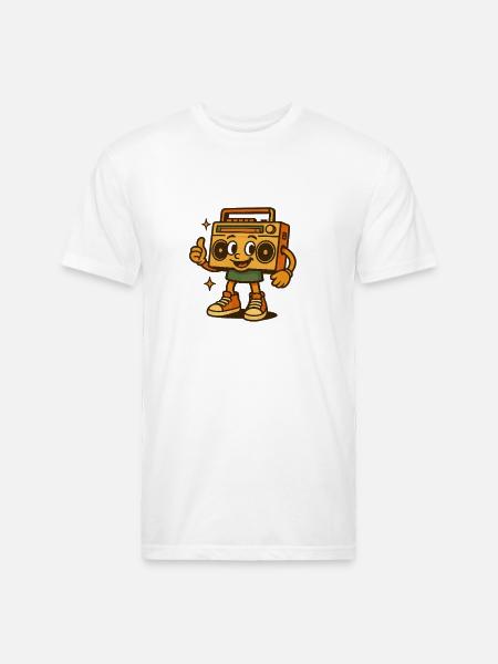 Cheery Boombox Mascot in Sneakers - Unisex Poly/Cotton T-Shirt - white
