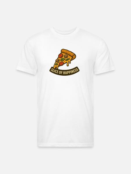 Slice of Happiness Pizza Slice - Unisex Poly/Cotton T-Shirt - white