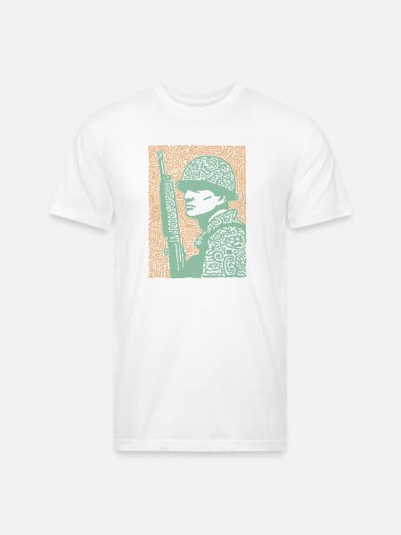 Mosaic Soldier Rifle Art - Unisex Poly/Cotton T-Shirt - white