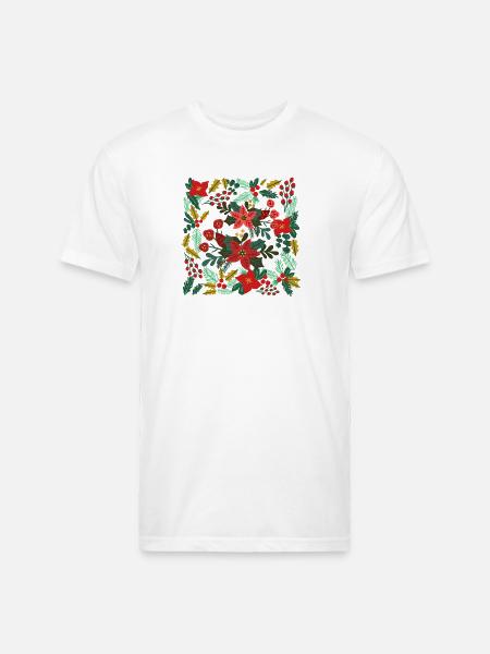 Boho Floral Christmas - Unisex Poly/Cotton T-Shirt - white