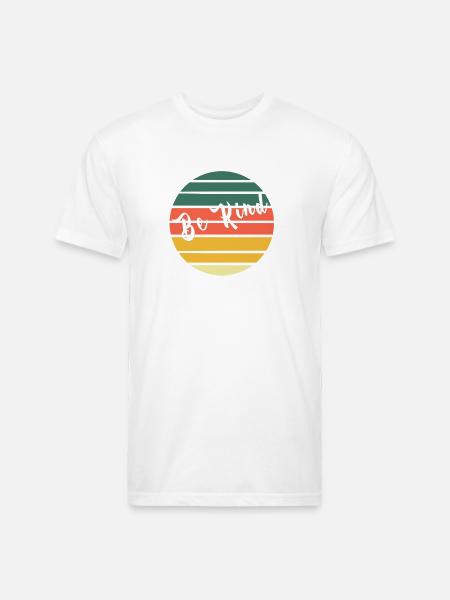 Be Kind Retro Rainbow Circle - Unisex Poly/Cotton T-Shirt - white