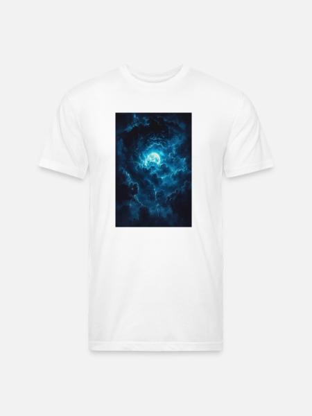 Blue Moonstorm Night Sky - Unisex Poly/Cotton T-Shirt - white