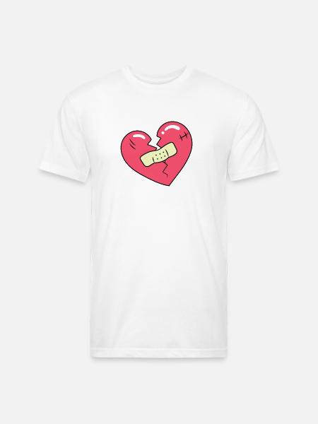 Broken Heart and Patch - Unisex Poly/Cotton T-Shirt - white