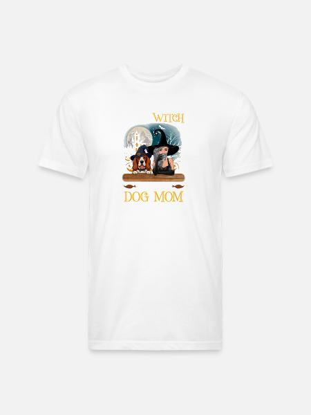 Witch Dog Mom Heart - Unisex Poly/Cotton T-Shirt - white