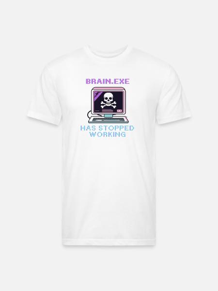 Neon Retro Skull Computer - Unisex Poly/Cotton T-Shirt - white