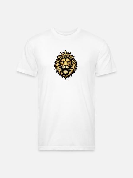 Gold Crowned Lion Emblem - Unisex Poly/Cotton T-Shirt - white