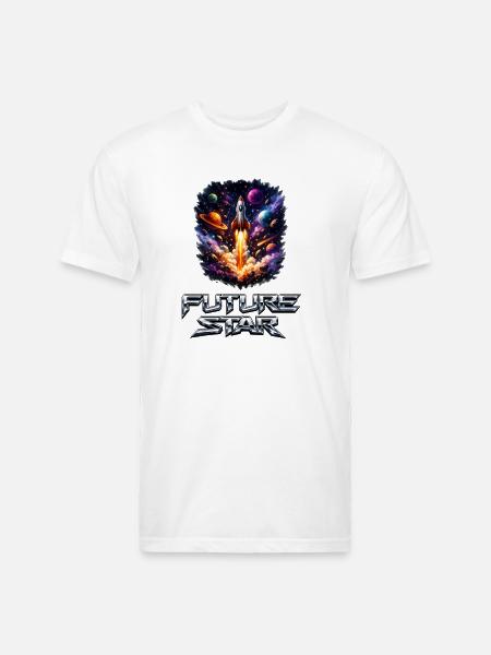 Future Star Rocket Burst - Unisex Poly/Cotton T-Shirt - white