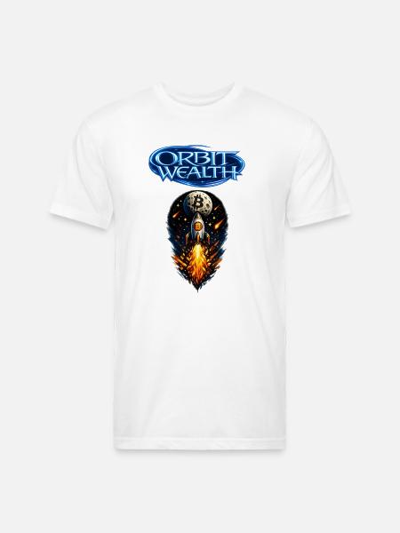 Orbit Wealth Bitcoin Rocket - Unisex Poly/Cotton T-Shirt - white