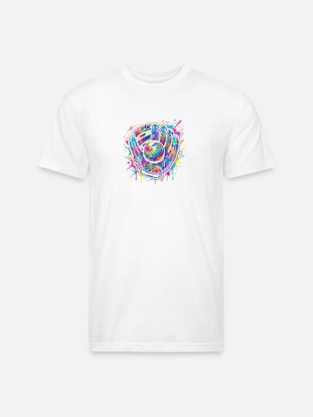 Neon Splash Baseball Glove Burst - Unisex Poly/Cotton T-Shirt - white