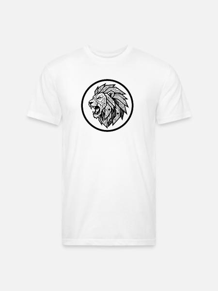 Future Tech Lion - Geometric Circuit Art - Unisex Poly/Cotton T-Shirt - white