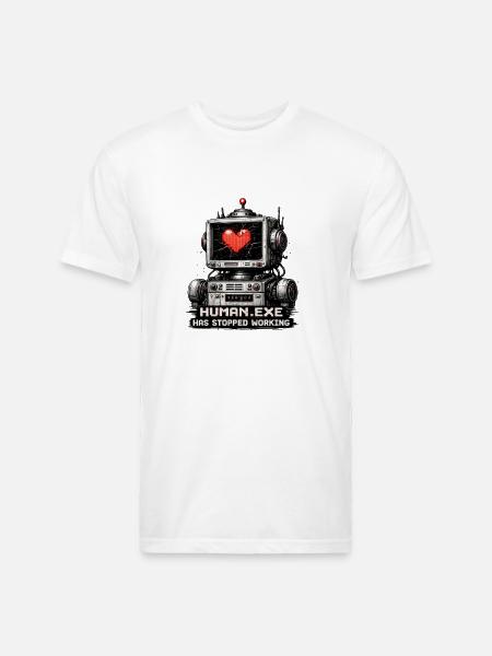 Heartbeat Robot: Human.Exe Stopped - Unisex Poly/Cotton T-Shirt - white