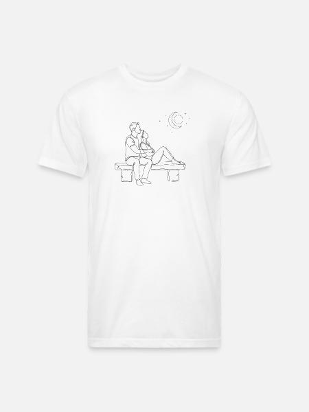 Moonlit Bench Romance - Unisex Poly/Cotton T-Shirt - white
