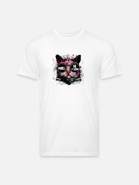 Rebel Cat Neon Splash Glasses - Unisex Poly/Cotton T-Shirt - white