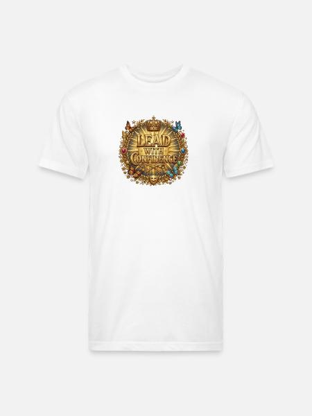 Lead with Confidence Golden Emblem - Unisex Poly/Cotton T-Shirt - white