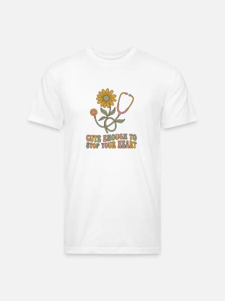 Blooming Heartbeat Stethoscope - Unisex Poly/Cotton T-Shirt - white