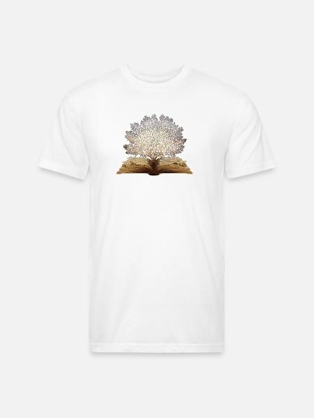 Golden book tree art - Unisex Poly/Cotton T-Shirt - white