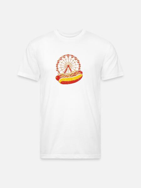 Neon Carnival Hotdog & Ferris Wheel - Unisex Poly/Cotton T-Shirt - white