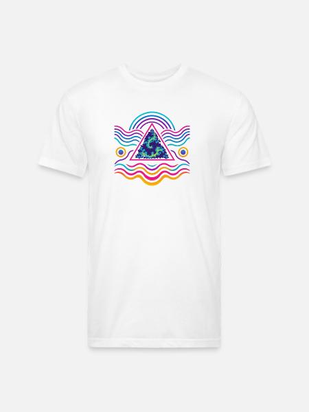 Neon Triangle Fractal Wave - Unisex Poly/Cotton T-Shirt - white