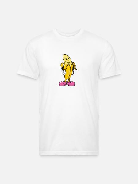 Banana Mascot in Pink Sneakers - Unisex Poly/Cotton T-Shirt - white