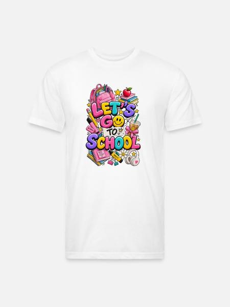 Let's Go To School - Unisex Poly/Cotton T-Shirt - white